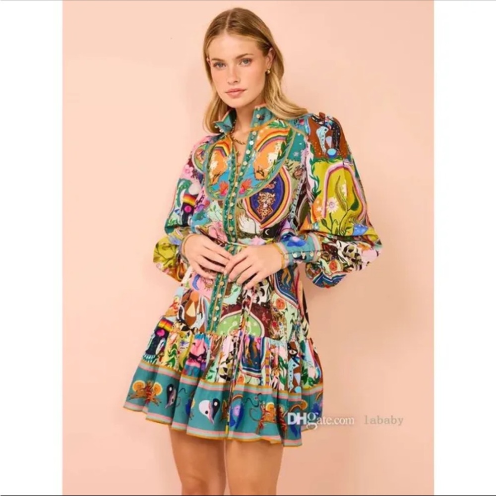 Colorful Long-Sleeve Dress